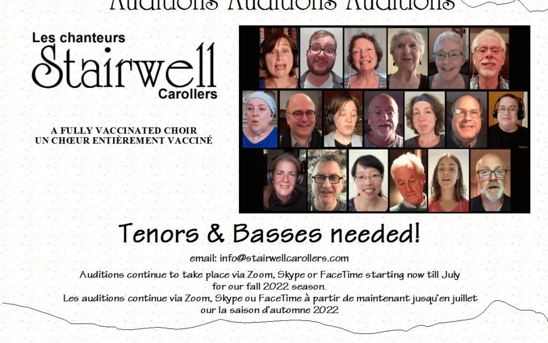 Les Chanteurs Stairwell sont à la recherche de ténors et de basses